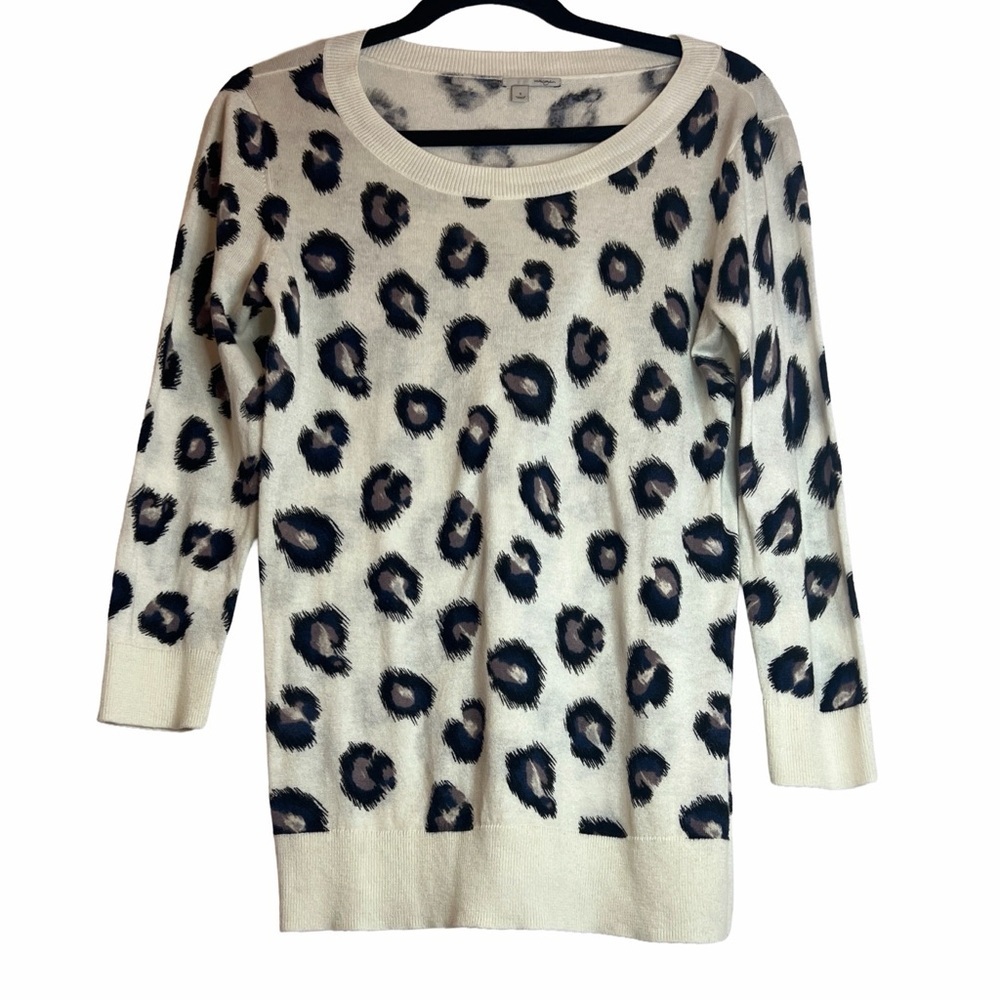 Halogen Black and Cream Animal Print Sweater